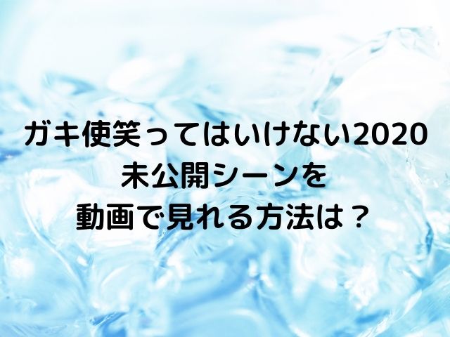 ガキ使笑ってはいけない未公開シーンを動画で見れる方法は Geinou Blog